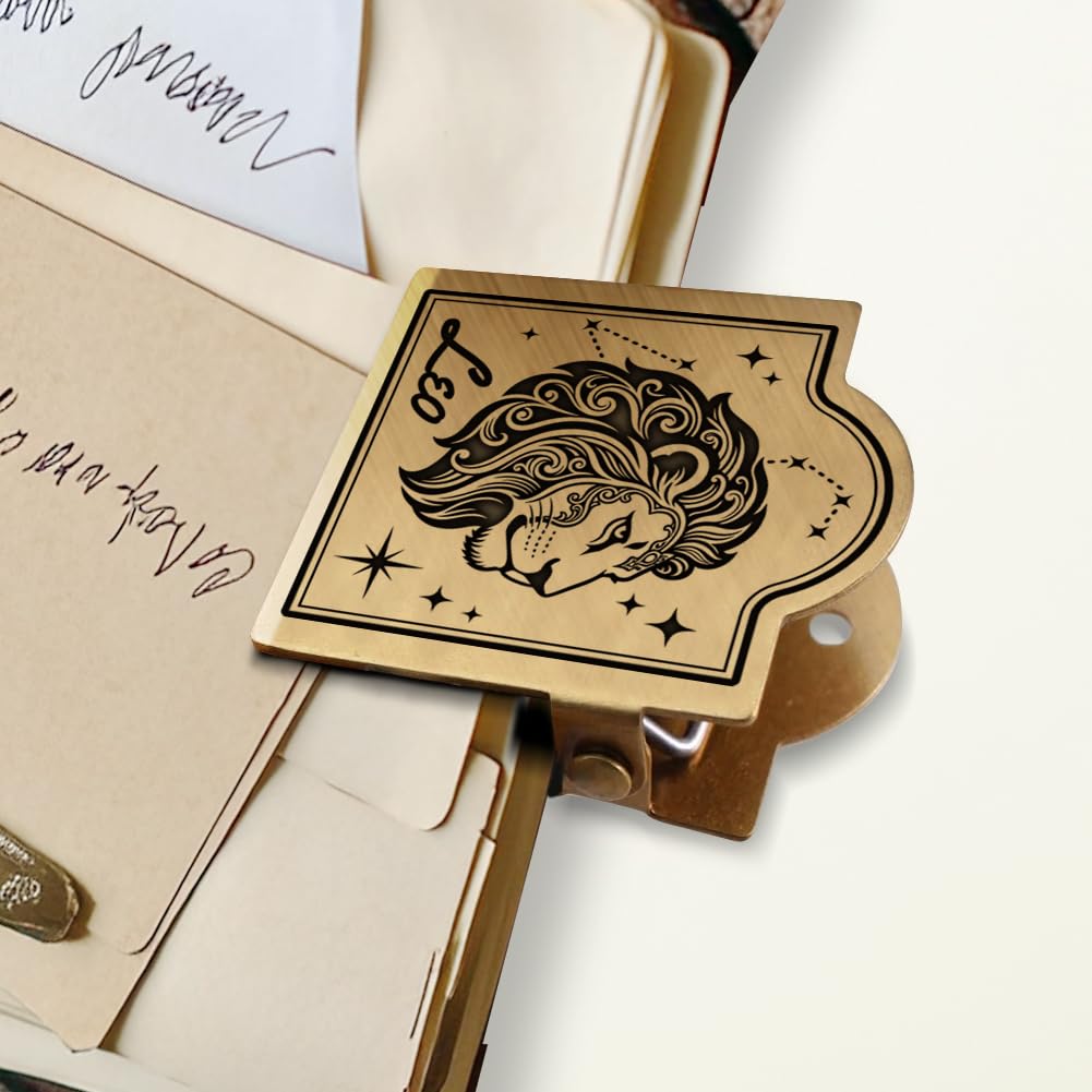 ANATTASOUL Constellations Leo Brass Travel Journal Clip for Notebook