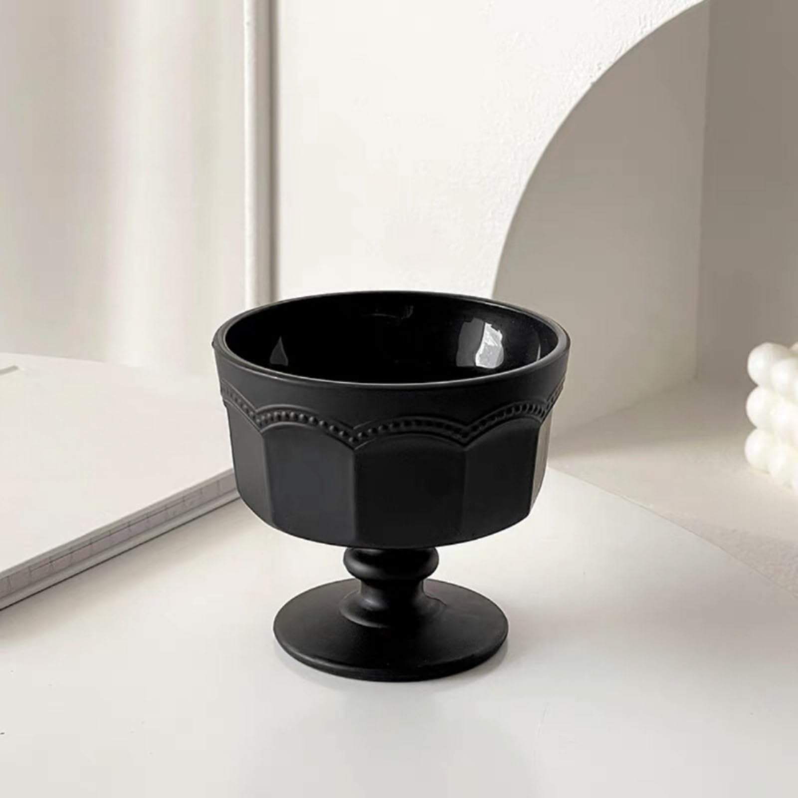 Boxonly Black High-Stem Ice Cream Cups (Set of 4) - Handmade Glassware for Ice Cream Yogurt, and Desserts - Image 2