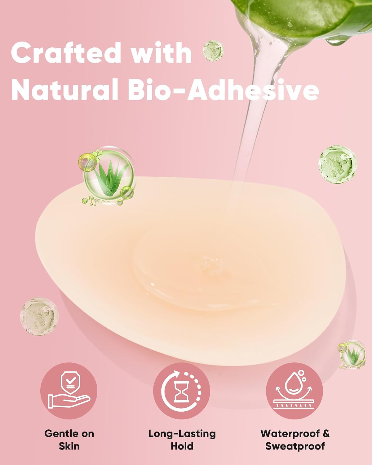 Silicone Butt Enhancer Pads for Women - Oval Adhesive & Reusable Non-Slip Hip Pads for Natural-Looking Curves Under Jeans, Leggings, Swimwear Beige