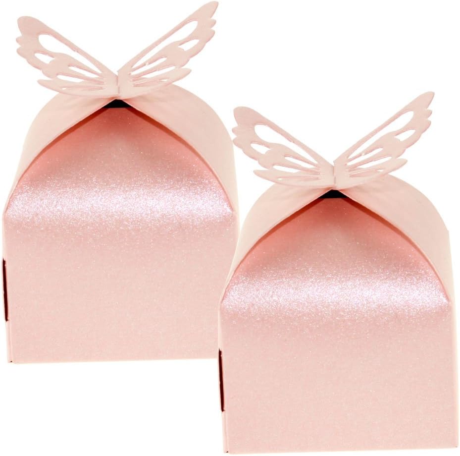 50個ピンクLovelyウェディングバタフライギフトキャンディボックス