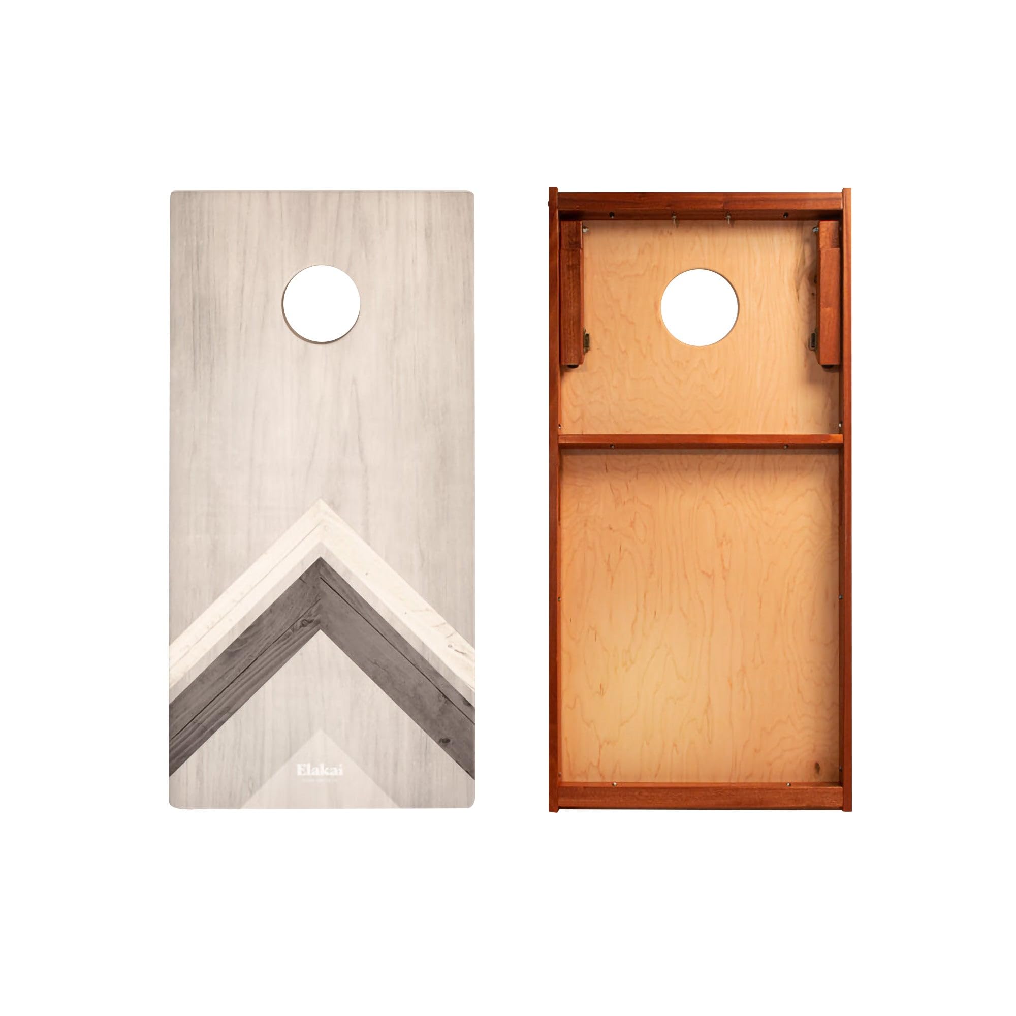 Skip's Garage Silver Chevron Waterproof Cornhole Boards - Includes (2) Boards (NO Bags) + (1) Case & (2) Edge Lights