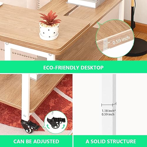 Miniatura 6 de AZL1 Life Concept Accent - Mesa lateral giratoria de 360° para sofá para oficina en casa, roble claro