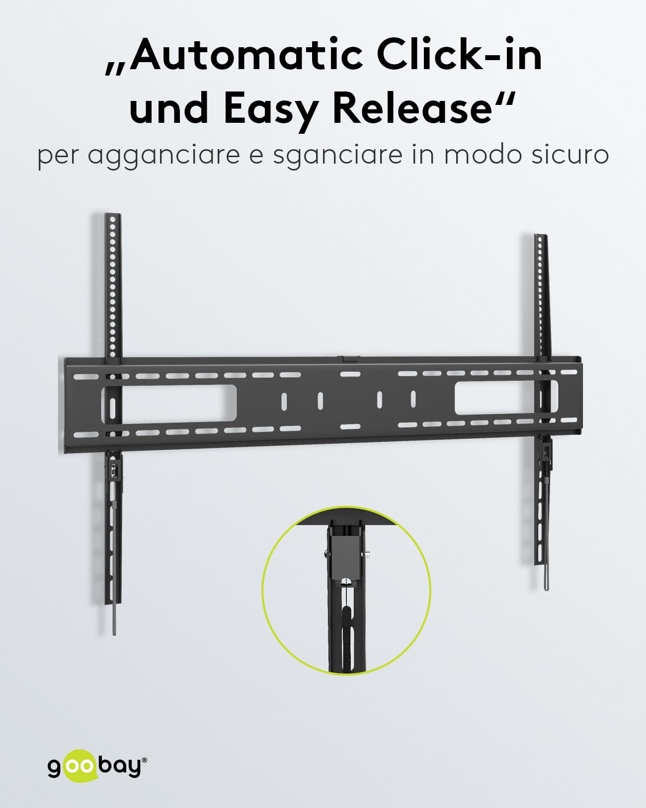 Goobay 49892 - Supporto da parete per TV Pro FIXED (XL), da 43" a 100", 75 kg, fissaggio semplice e sicuro, standard Vesa QLED/LED, colore: Nero
