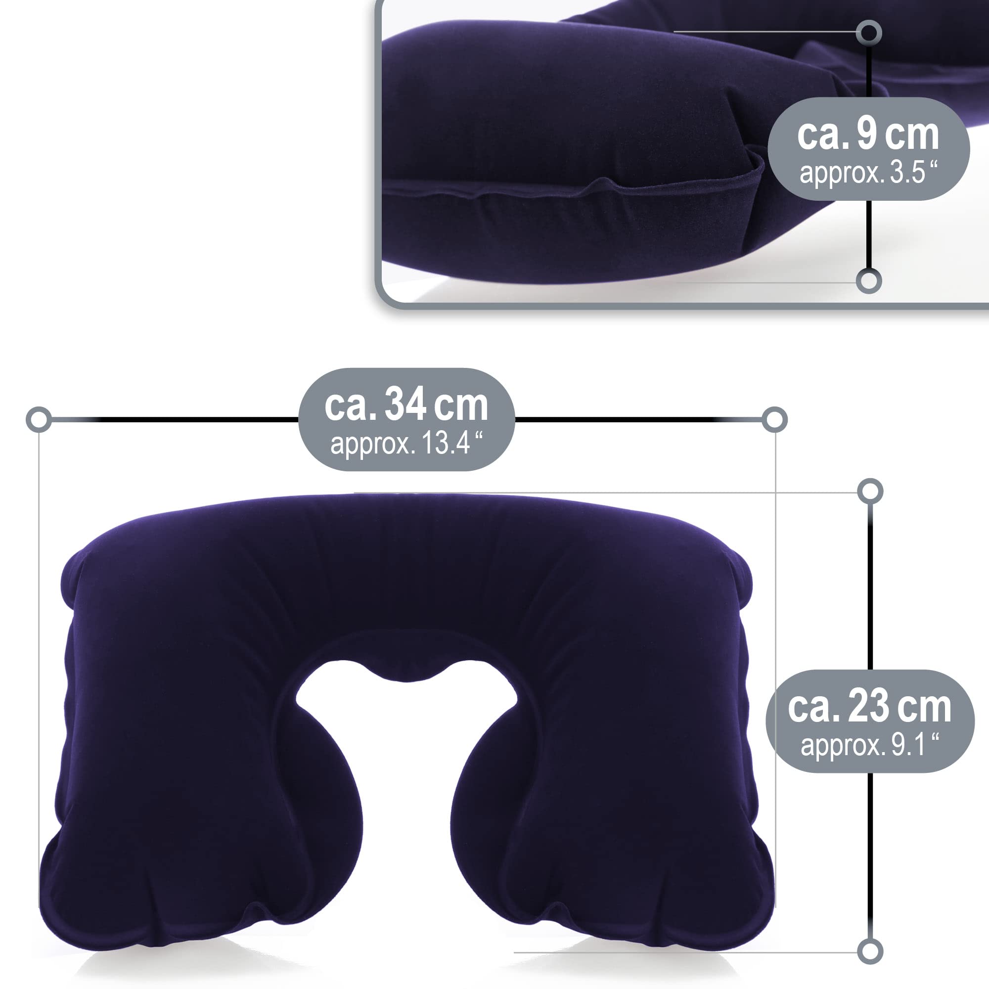 2 Cuscini Cervicali Gonfiabili Da Viaggio - Supporto Collo Per Auto, Aereo, Treno, Grigio - Foto 10