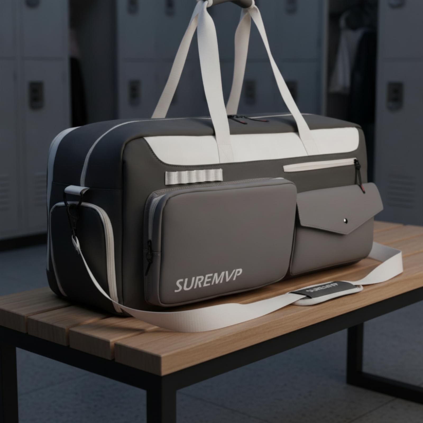 harayaa Borsa Porta Racchette Borsa Tennis Borsa Sportiva Custodia Attrezzatura Borsone Palestra con Tasca Scarpe Separata E Fodera Termica in Poliestere, Array, Bianco E Blu
