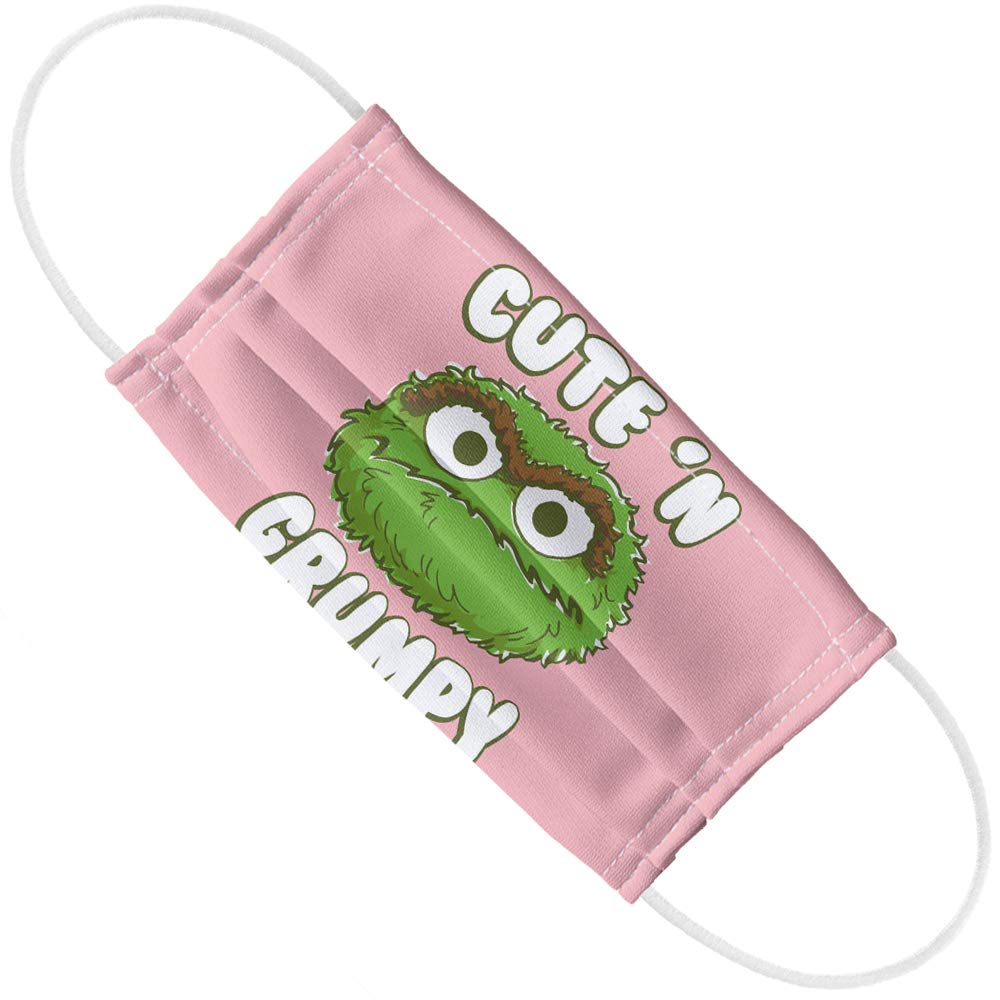 Popfunk Sesame Street Cute 'n' Grumpy Face 1-Ply Reusable Face Mask Covering with Adjustable Nose Wire, Unisex