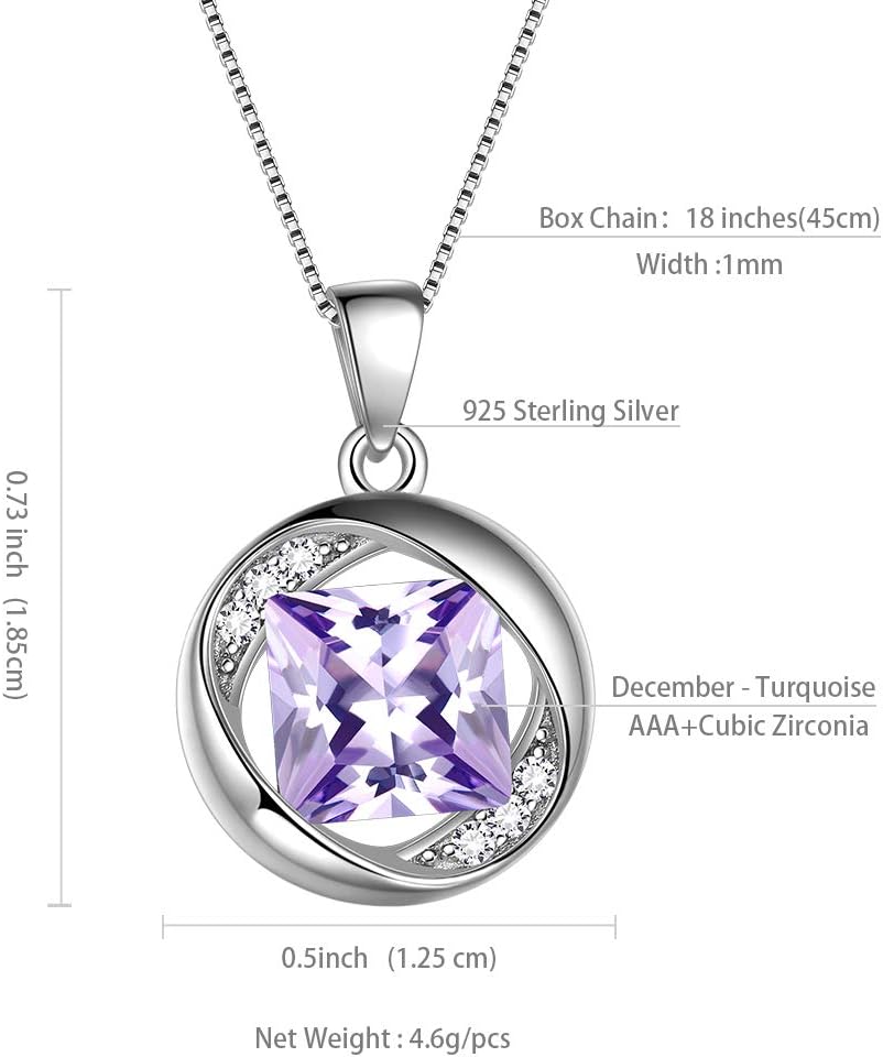 Aurora Tears 925 Sterling Silver 12 Birthstones Necklace/Earring/Ring/Bracelet Women Birthstone Pendant Crystal Fashion Birthday Jewelry Christmas Gift for Girls Women - Image 6