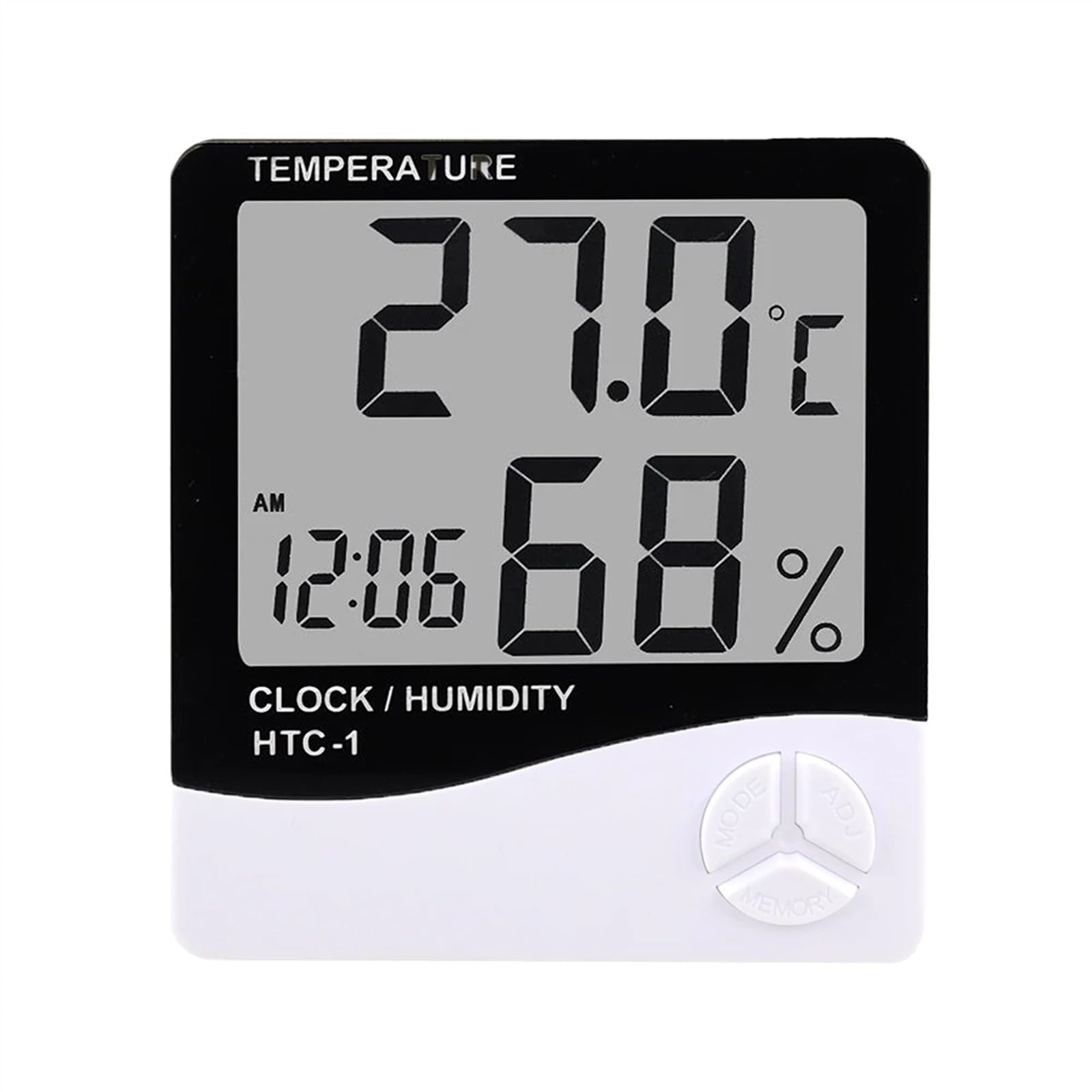 Cyfrowy elektroniczny miernik temperatury LCD termometr higrometr wewnętrzny zewnętrzny zegar (HTC-1)