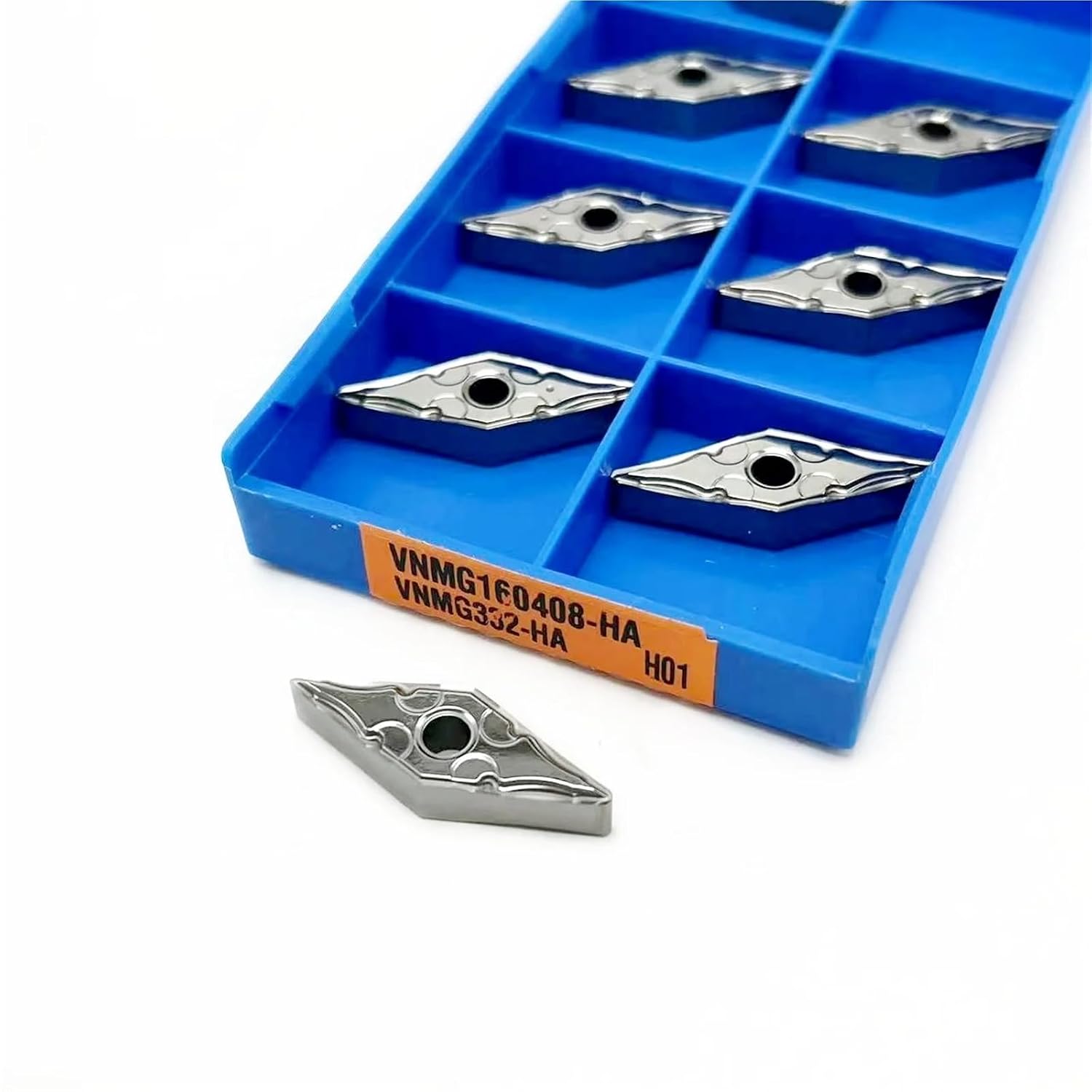VNMG160404 VNMG160408 VNMG160402-HA H01 Carbide Inserts for Aluminum, External Turning Tool CNC Lathe Metal Cutting Tools 10PCS ﻿(VNMG160408-HA H01)