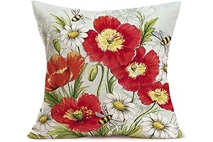 Exclusive Romantic Red Poppy Printed Throw Pillow Covers
