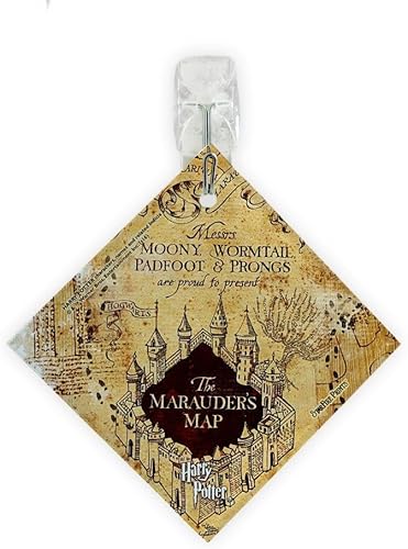 Harry Potter - Mapa del merodeador - I Solemnly Swear - Mischief Managed - Impresiones Starfire de 3.5 pulgadas, accesorio de vidrio colgante |