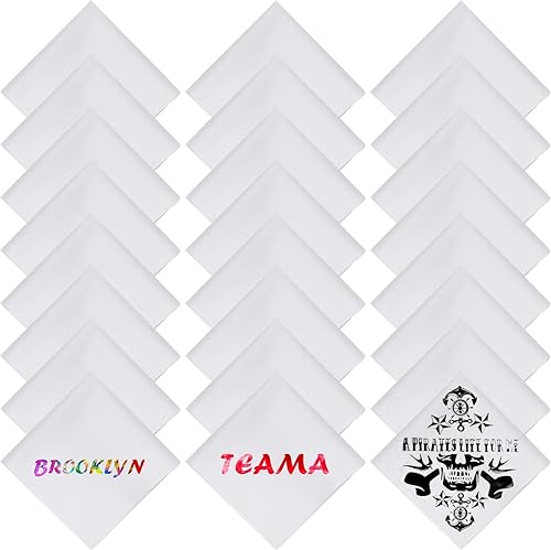 Preboun Sublimation Blank Bandana Polyester Bandana Bulk Unisex Bandanas Handkerchiefs White Hand Towels, 22 x 22 Inch