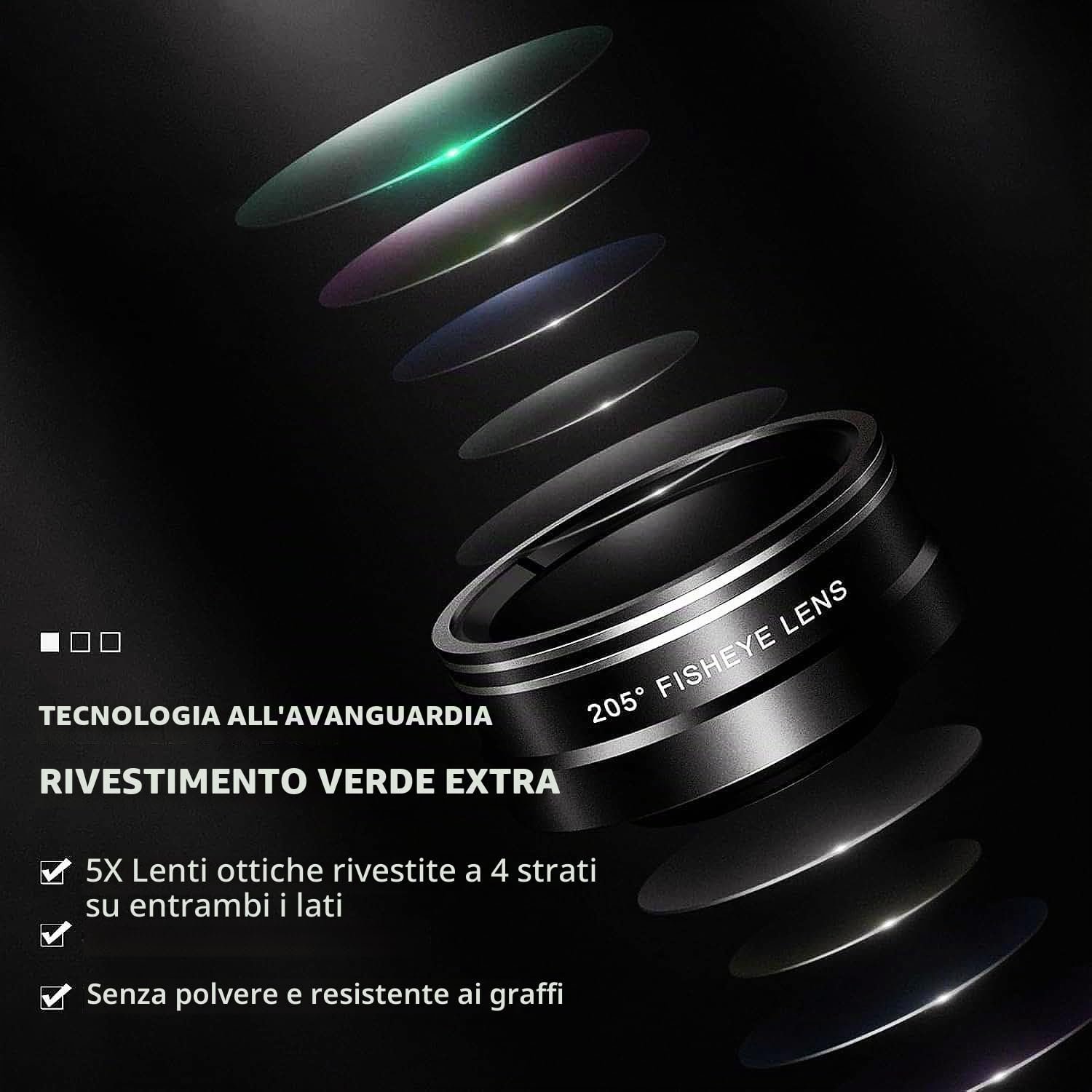 Kit obiettivo fotocamera per telefono versione aggiornata: include teleobiettivo 22X, obiettivo fisheye da 205°, obiettivo grandangolare 0,67x, obiettivo macro 25x, clip e mini treppiede per