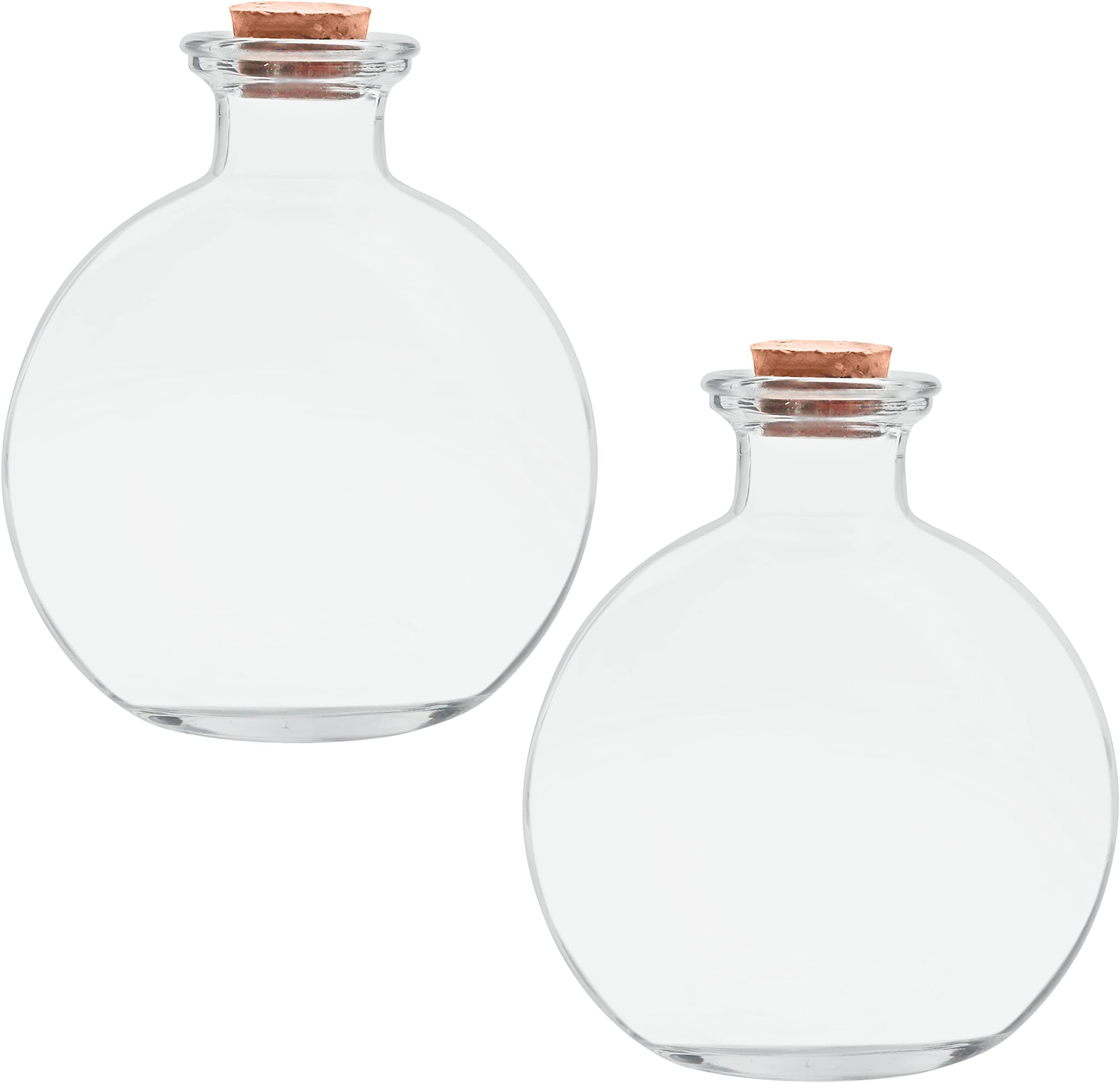 Magic Season Decorative Glass Bottles with Cork Stoppers 260 ml Potion Bottles (2 Pcs