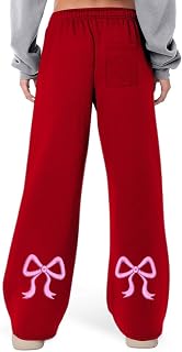 Pantalones deportivos casuales para mujer de pierna ancha, pajarita e impresión, ajuste relajado, pantalones a cuadros para mujer, azul
