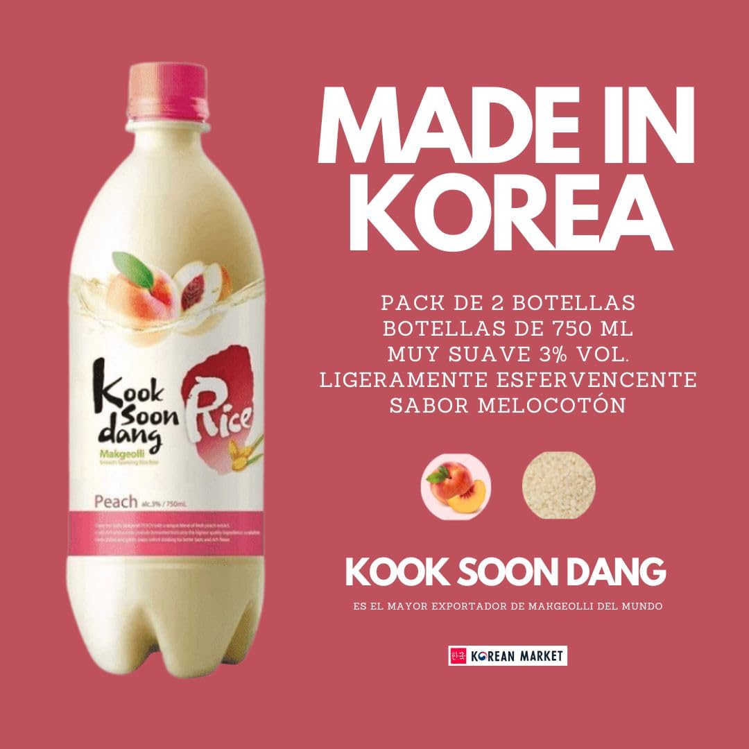 Kook Soon Dang Makgeolli Melocotón 750ml 3% vol Pack de 2