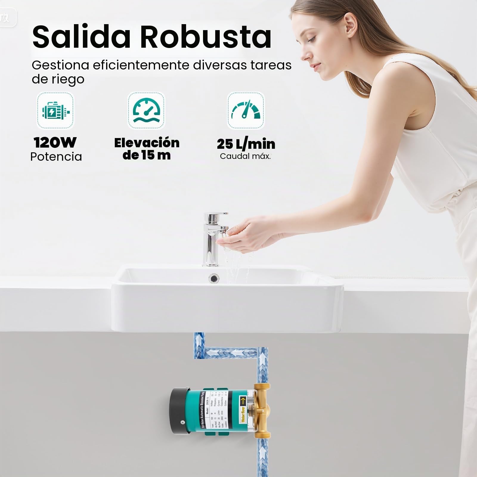 Bomba De Elevación De Presión Automática De Agua Caliente Para Fuentes, Lagos, Estanques Y Barriles De Lluvia, 230 V, 120 W, 25 L/Min, Negro