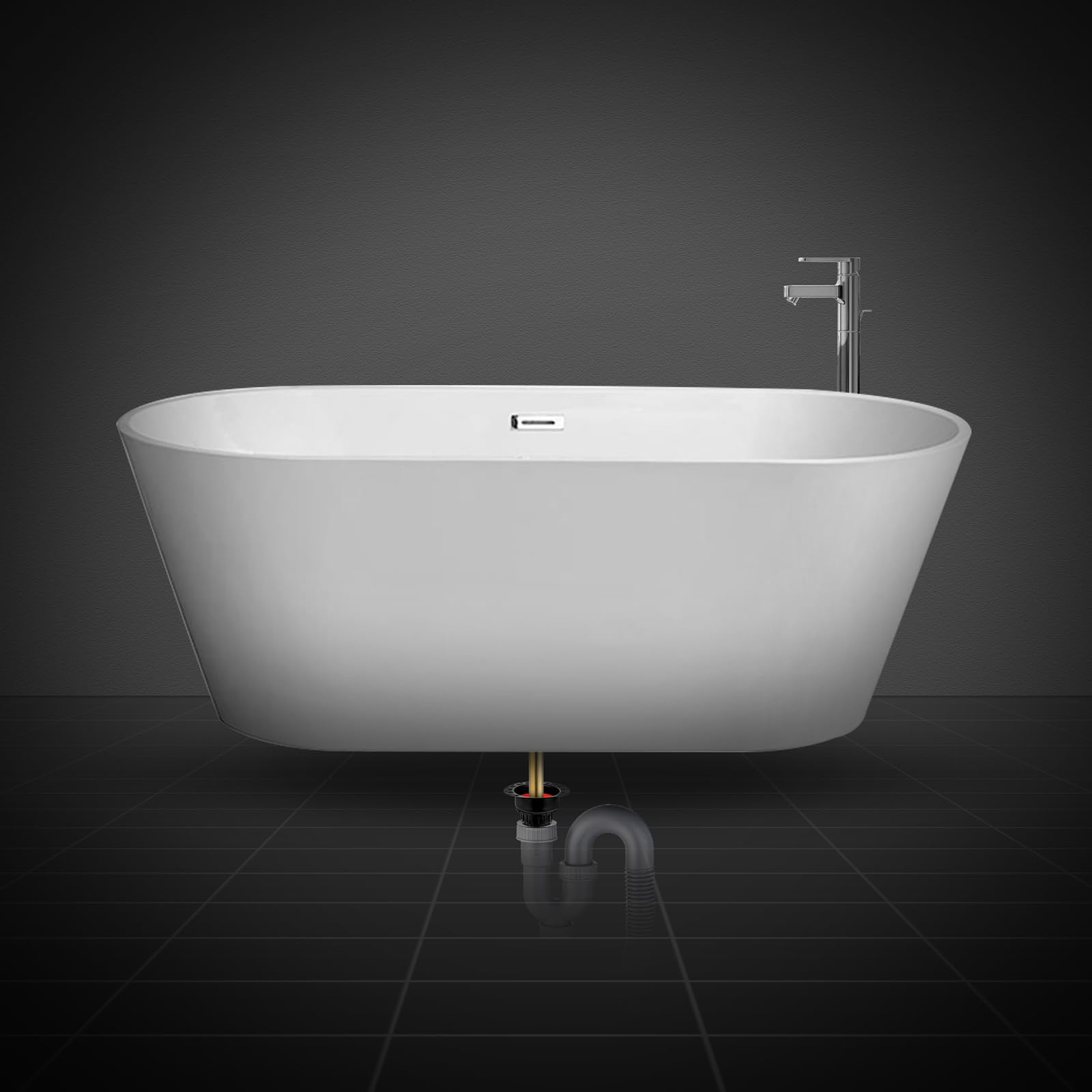 VEVOR Kit de Desagüe para Bañera Independiente de ABS, 2 Tubos de Cola de Latón, con Adaptador ABS de Cola, Compatible con Bañeras Independientes, Montadas en el Piso y las de Isla, 178 x 158 x 102 mm