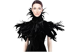 Black Witch Feather Collar Crow Shawl Costume Halloween Swan Wings Accessories Cape for Women