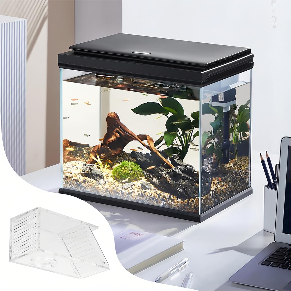 Joyzan Fischfalle Catcher Box, Süßwasserkrabbenfalle Acryl Aquarium zum Fangen von Garnelen Krabben Hausgarten Büro Fisch Süßwasser Krabbenfalle One Way Trap Fischzuchtbox Transparent Einwegventil