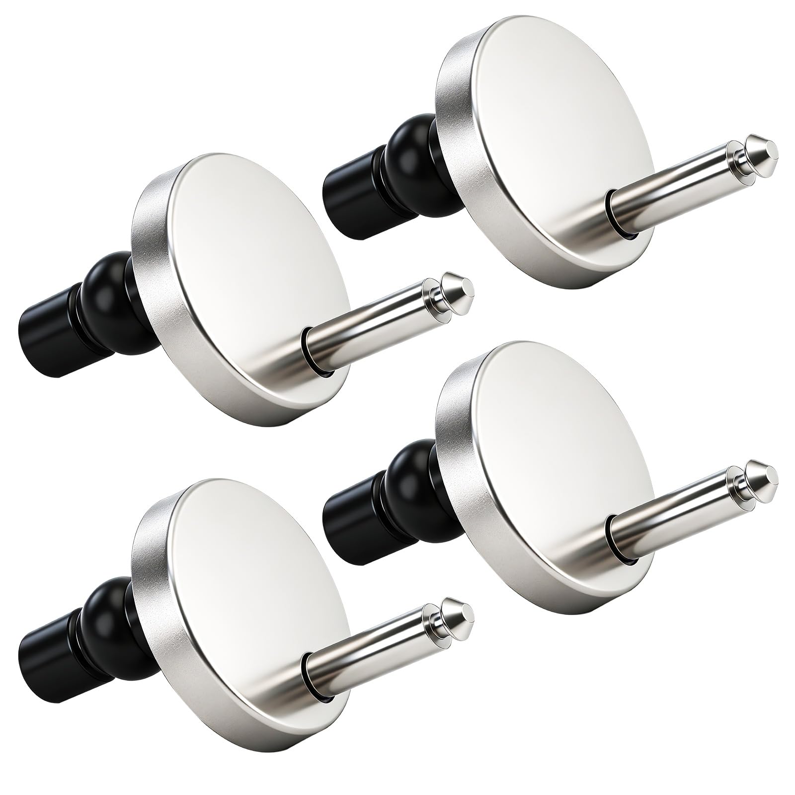 Jinkox Silver 4 Pack Quick Release Toilet Seat Fixings, Universal Toilet Seat Hinges Fittings For Wc Toilet Blind Holes With Spare Expanding Rubber Screws Nuts Bolts