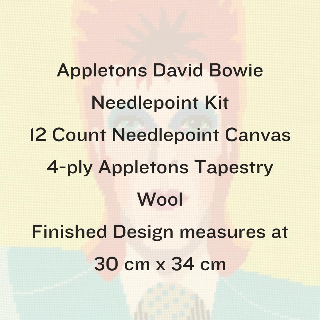 HM NABAVIAN Appletons Wool Needlepoint Kit – Portraits Range - David Bowie Designed by Emily Peacock