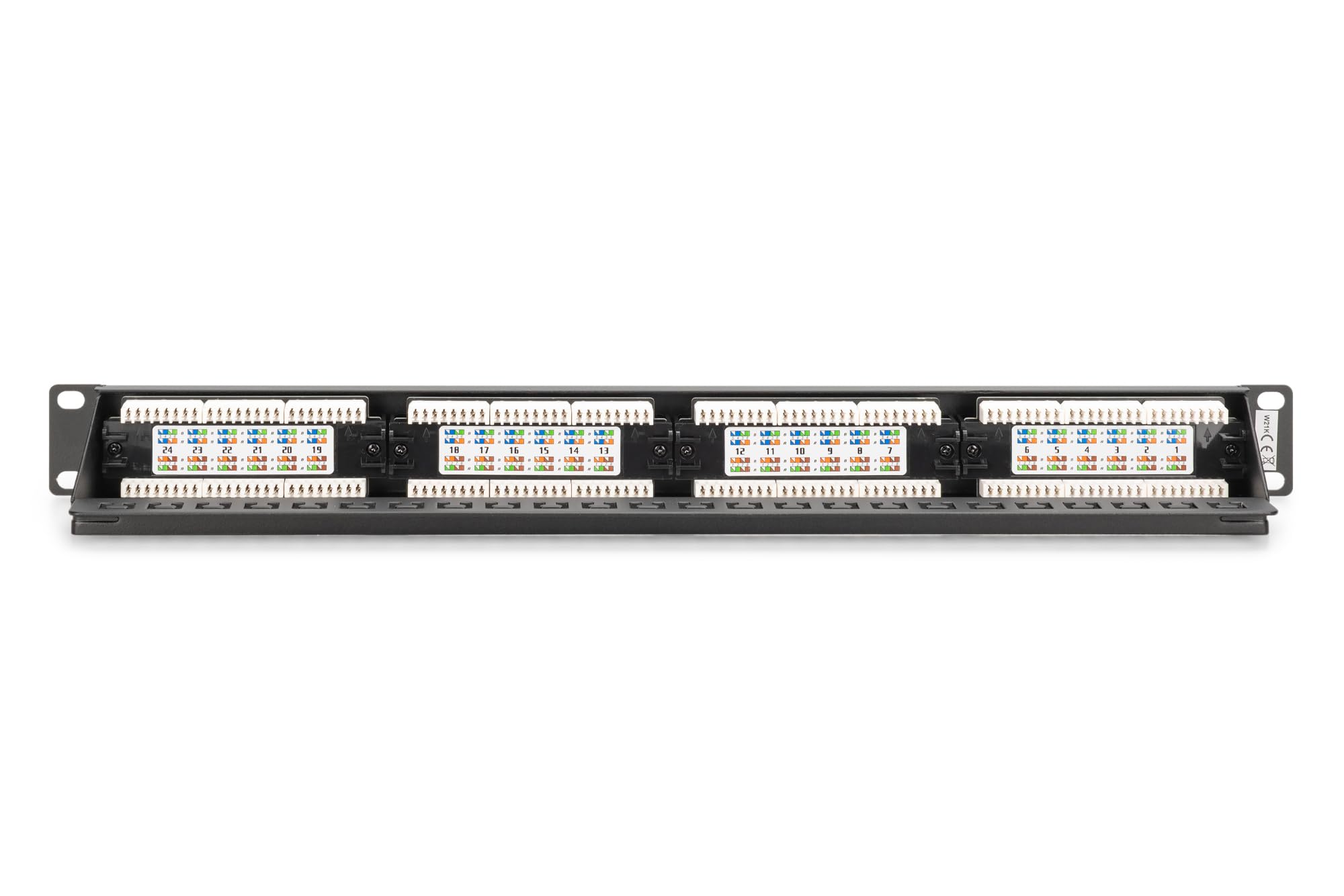 DIGITUS Patch panel da 19 pollici – CAT 6 – Patch-panel LSA – 24 porte RJ45 – Non schermato – Montaggio su rack 1 U – Nero