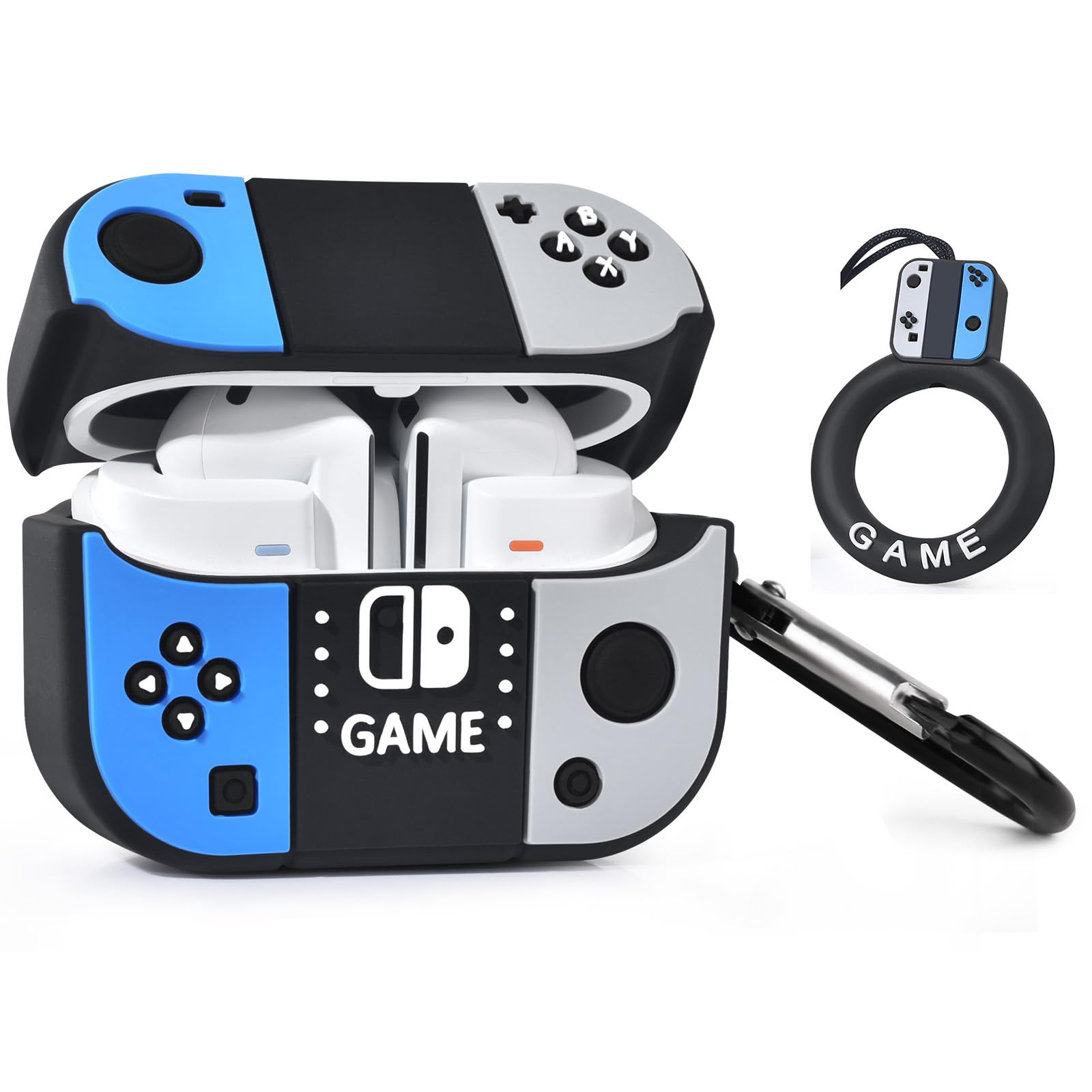 AIRSPOGalaxy Buds Pro 3 Case Cover Cute Cartoon Character Silicone Buds 3 Pro Case Compatible with Samsung Galaxy Buds3 Pro Charging Cases 2024, Grey+Blue