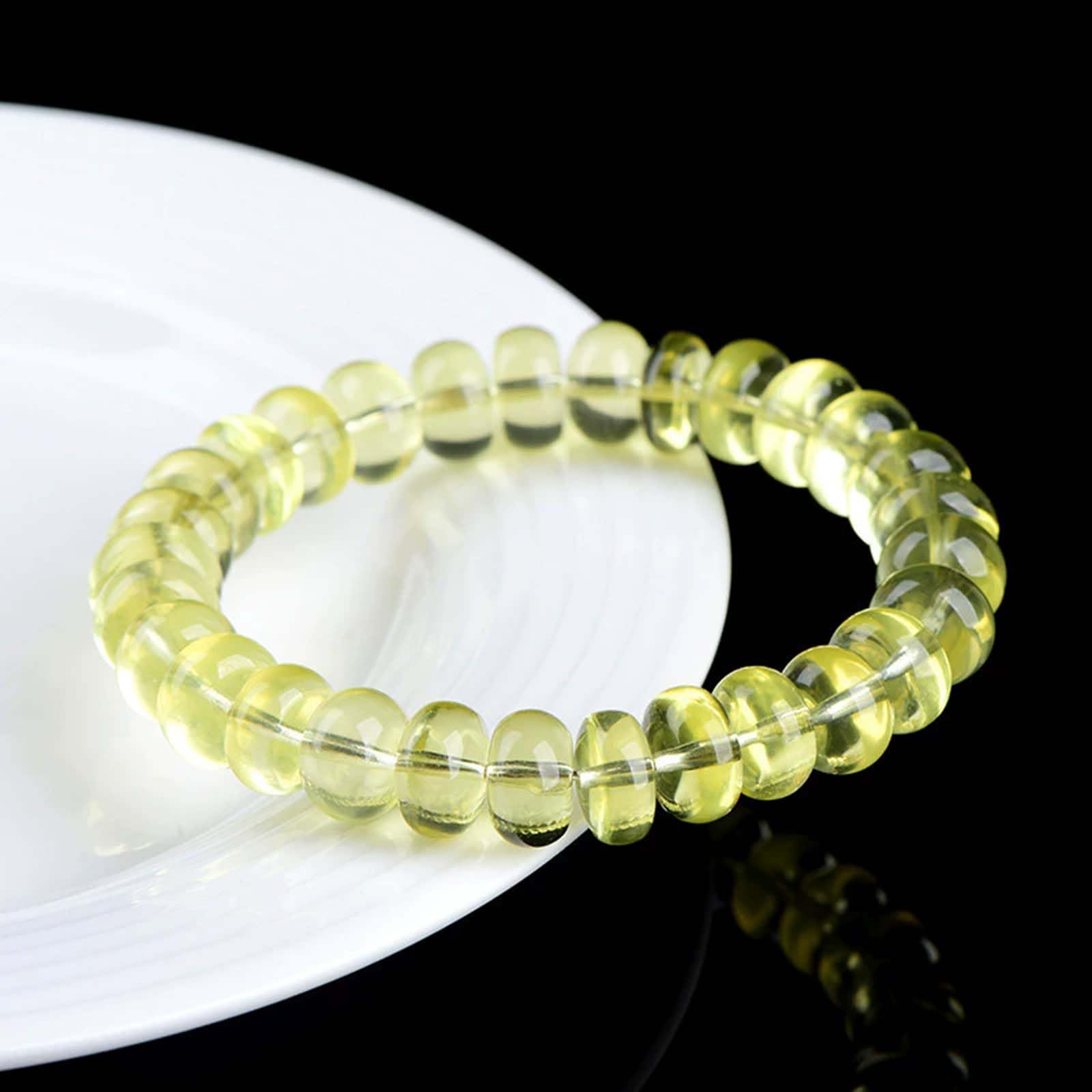 Bracciale con Perline Lisce e rondelle Elasticizzate in citrino