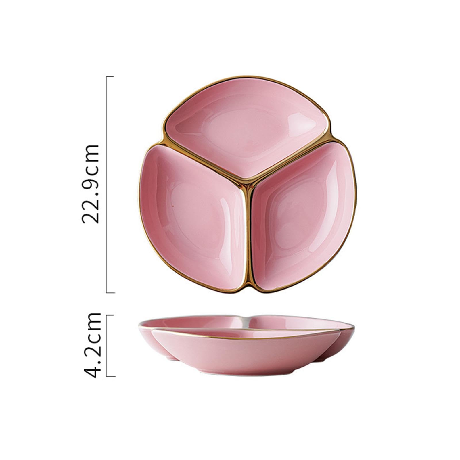 Assiette Compartimentée en Céramique pour Enfants, 3 Compartiments, Assiette Ronde à Trois Grilles, Rose