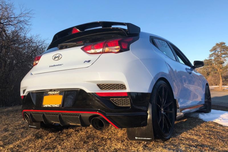 Image of FASTMODZ Rally Armor MF57-UR-BLK /RD Compatible with 2019+ Hyundai Veloster N UR Black Mud Flap w /Red Logo