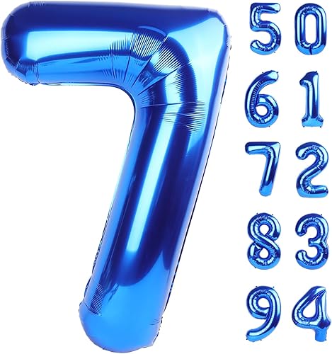 Globo azul marino con el número 7, 40 pulgadas, decoraciones de fiesta azules, número 7, decoraciones de cumpleaños azules de número 7