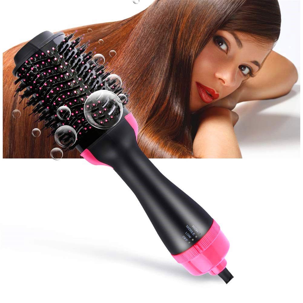 Yh9u Hot Air Brush, One Step Hair Dryer & Voluminous, Hot Air Brush 3-in-1 Negative Ions Styling Hair Dryer Brush, Curler and Straightener, Styler Brush Reduce Frizz and Static for All Hair Types