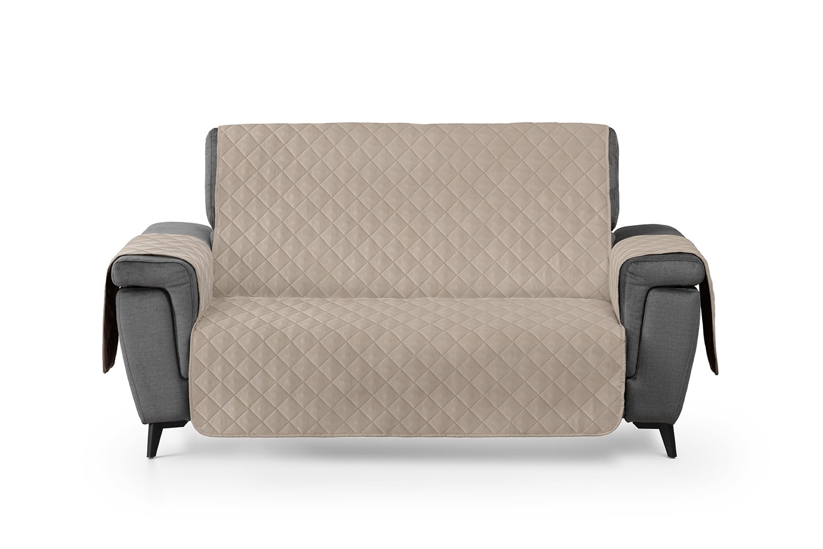 Textilhome Funda Sofá Circus - 2 Plazas (110 cm), Cubre Sofá Protector Acolchado Reversible Universal, Lavable y Resistente contra Manchas, Arañazos y Desgaste, Ideal para Mascotas – Color Beige OEKO-TEX STANDARD 100