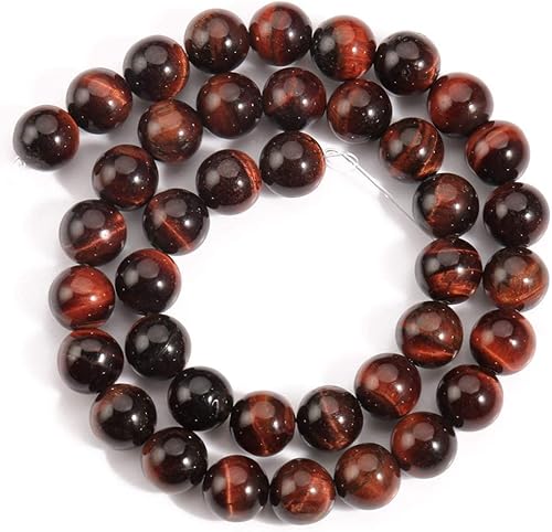 Miniatura 3 de 45 cuentas de ojo de tigre rojo de 0.31 pulgadas (0.315in), cuentas redondas sueltas para hacer joyas