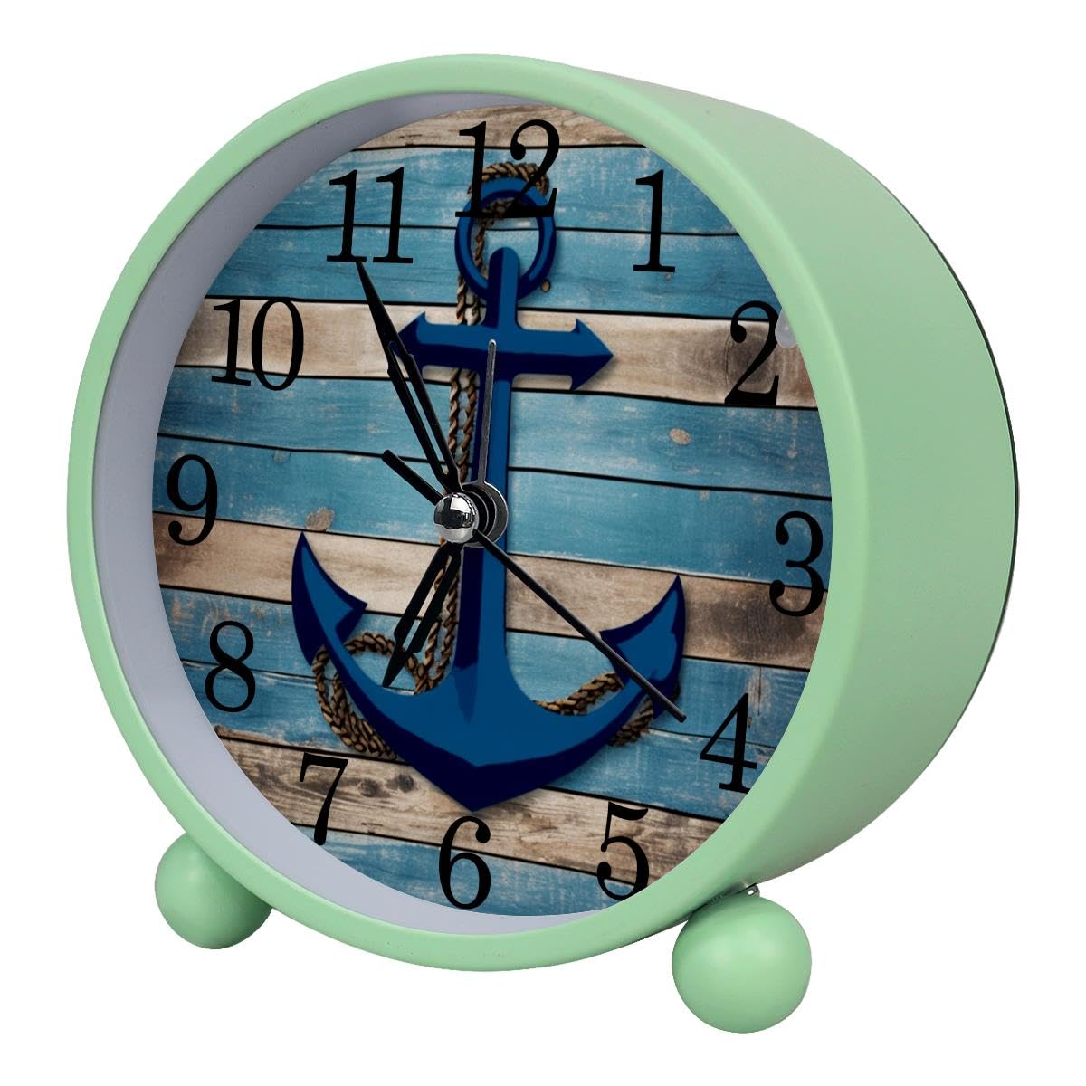 Alarm Clock Anchor on a Wooden Planks, Silent Non-Ticking with Night Light