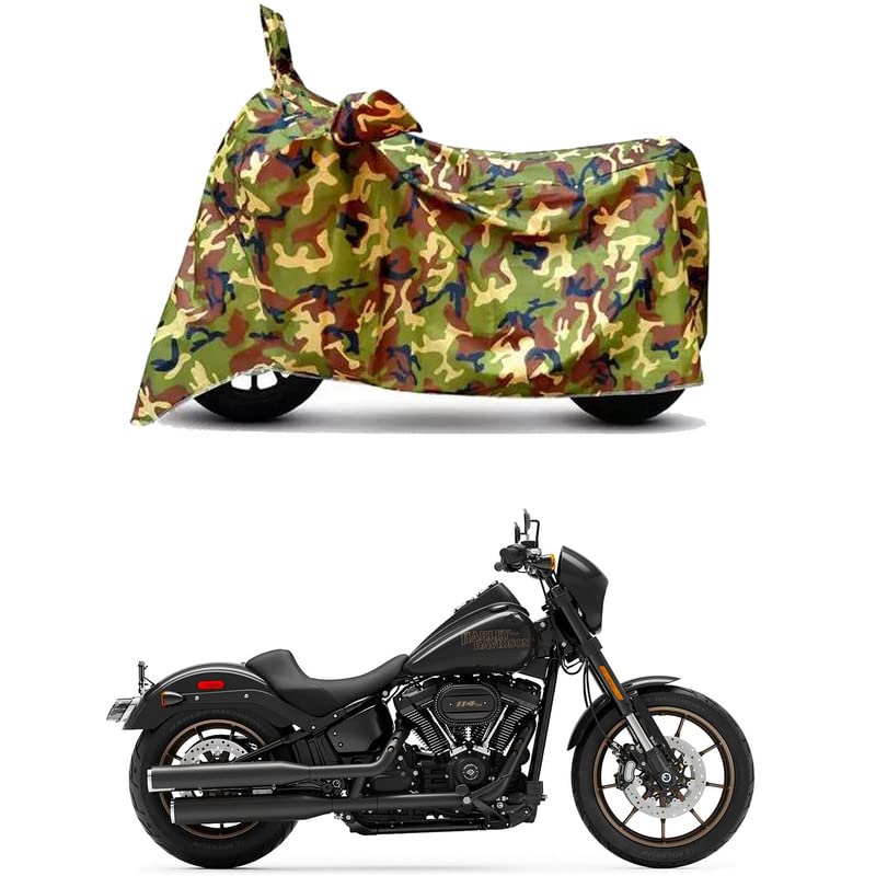 Image of Waterproof 100% PVC Coated Bike Scooty Two Wheeler Body Cover Compatible For Harley Davidson Low Rider S STD /UV-Rays /Heat Protection /Birds Dropping /Scratchproof /Dust proof[6X6 Jungle Print]