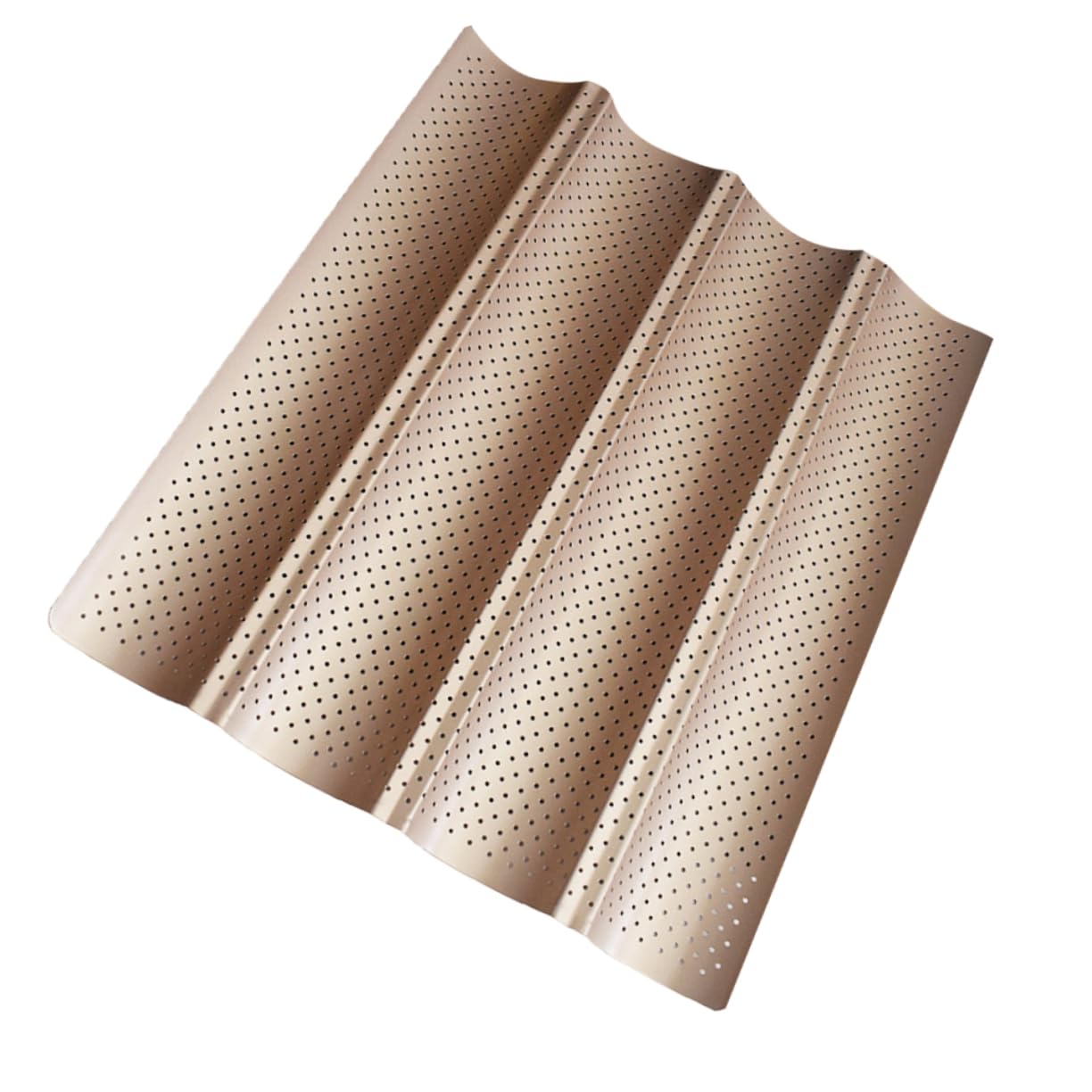 Molde para Baguette de Acero al Carbono, Bandeja Dorada con Orificios de Ventilación, Antiadherente y Reutilizable para Hornear Pan en Casa