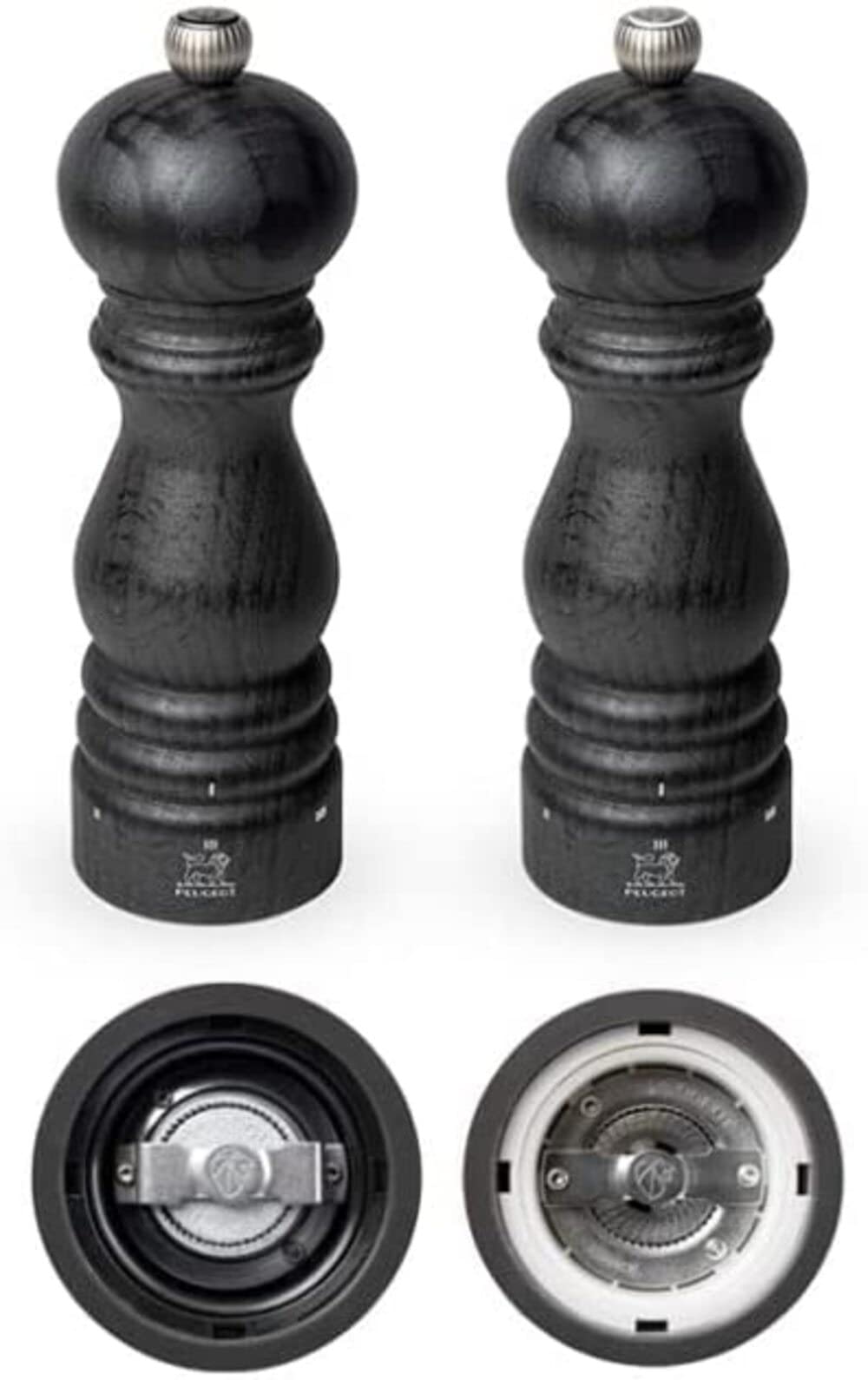 PEUGEOT - Geschenkset Paris Graphite - Pfeffermühle + Salzmühle 18 cm + Gewürztrichter - u‘Select-System - PEFC-zertifiziertes Holz - Französisches Know-howreich - Graphit