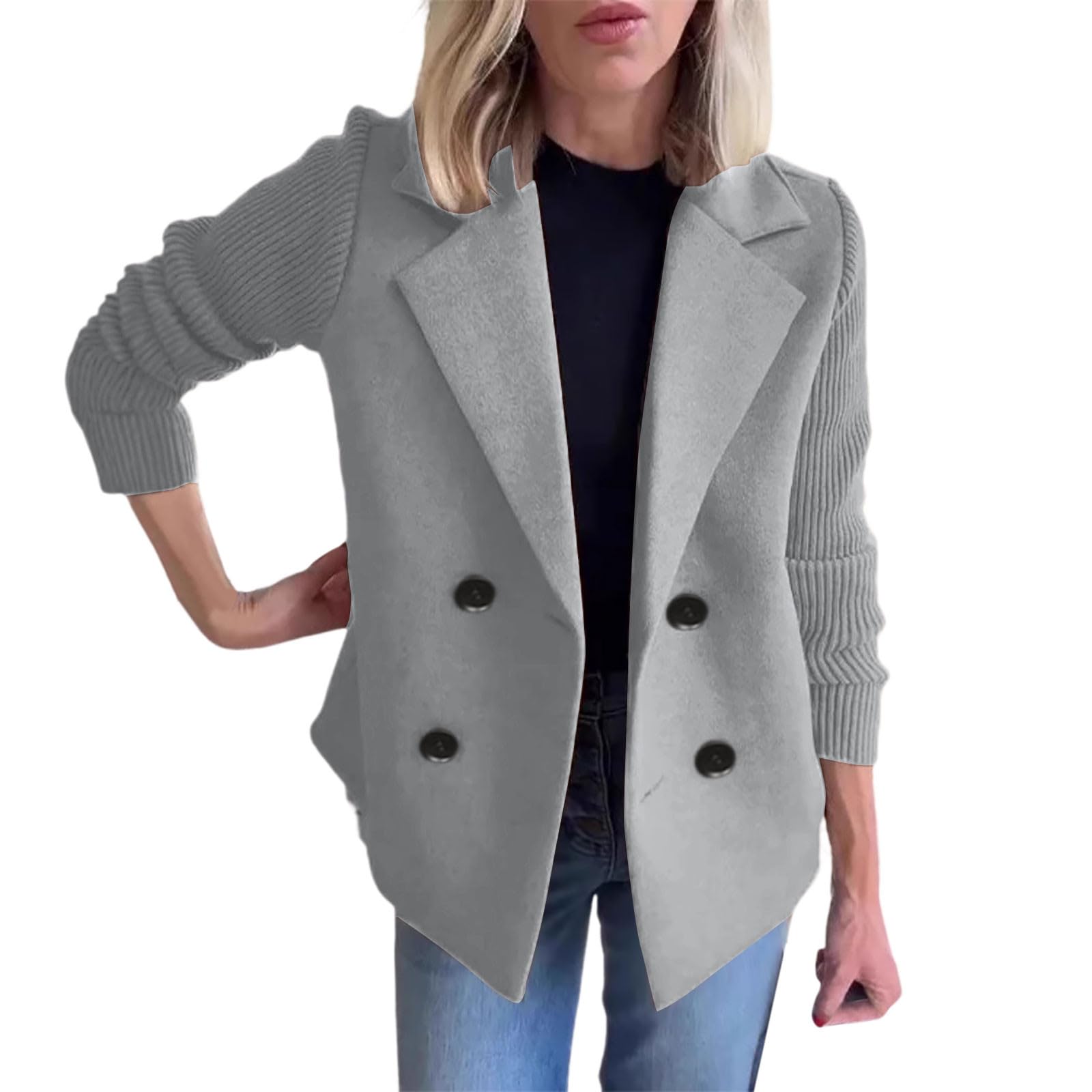 Piumino Donna Cappotto Aperto con Bottoni in Tinta Unita da Donna, Primavera 2025, Cappotto da Lavoro Festa