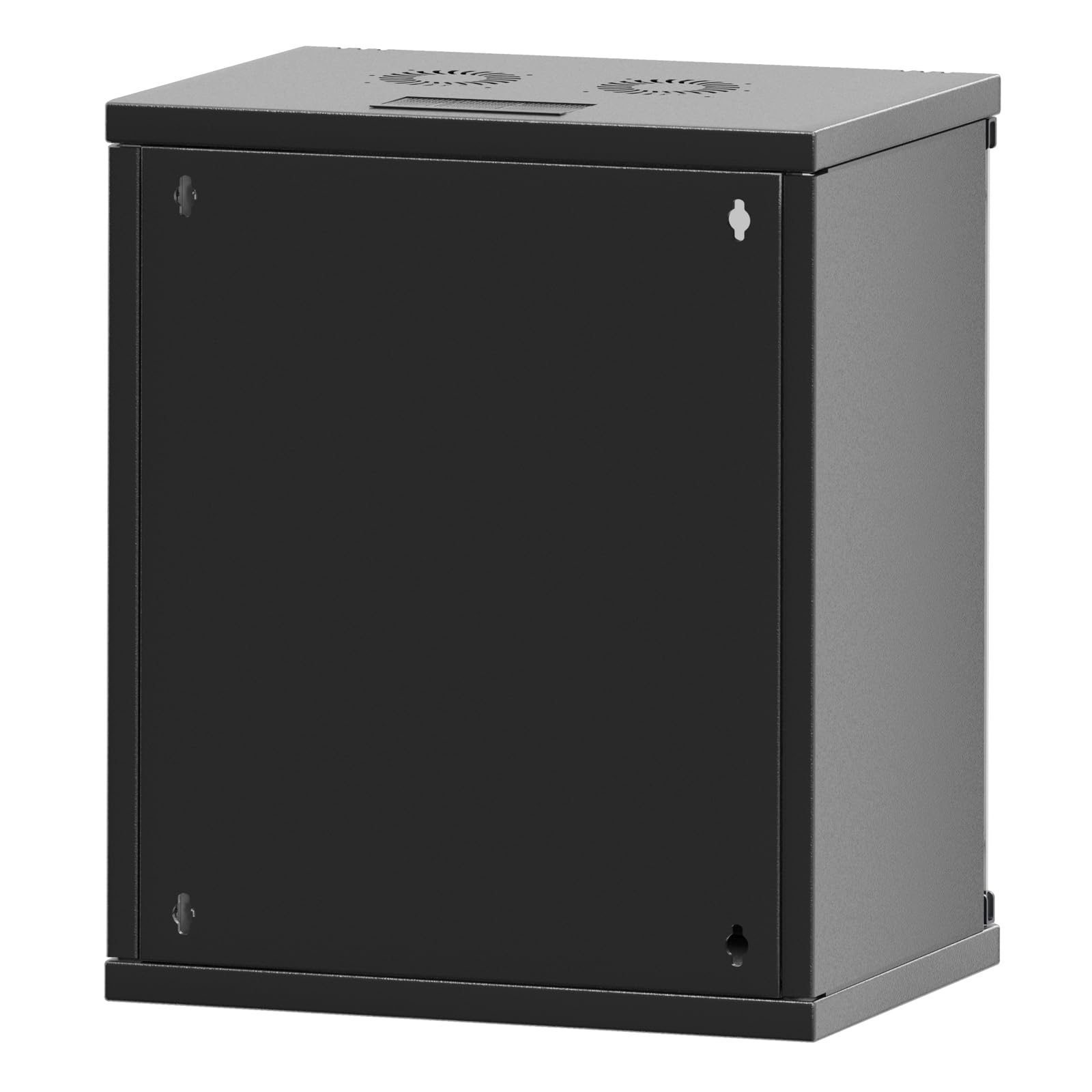 hb-digital Netzwerkschrank 19Zoll 12HE Wandmontage Glastür Sichttür Schloss Wandgehäuse für EDV Router Patchpanel Traglast 60kg robust Tiefe 400mm abschließbar mit Lüftung Unmontiert - Schwarz