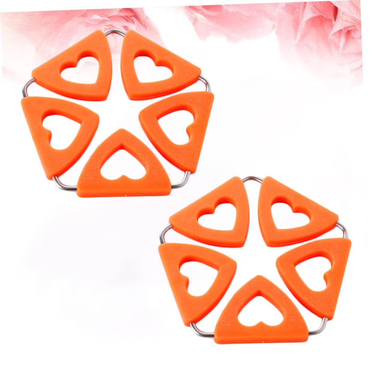 FUNOMOCYA 2Pcs Heart Shaped Silicone Insulation Pads Non Slip Flexible Coasters for Hot Dishes Multi Purpose Creative Kitchen Table Mats Orange