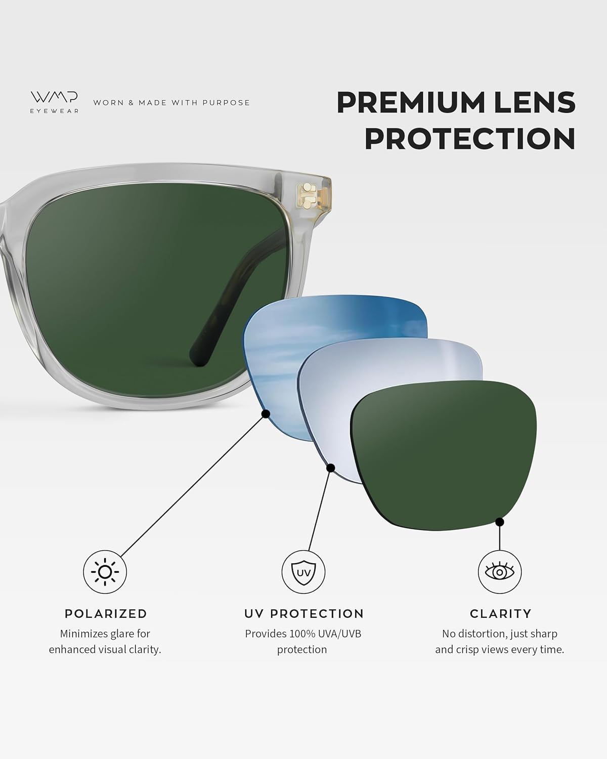 WearMe Pro Polarized Classic Retro Flat Square Unisex Sunglasses - Image 5