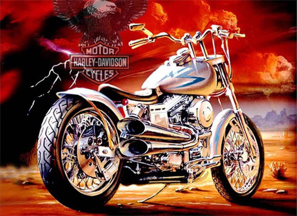 Pracht Creatives Hobby Diamond Painting Set, Motorcycle Painting and Accessories, Size Approx. 35 x 25 cm, Glitter Stones Painting Set for Children from 5 Years