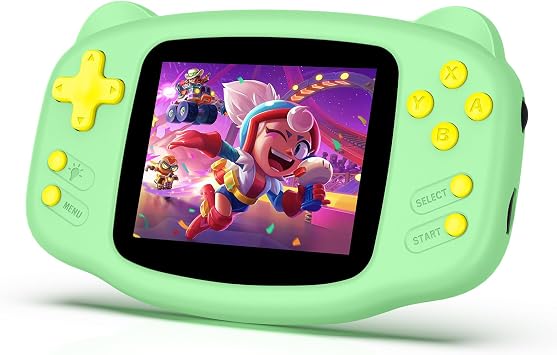 16 Bit Handheld Game for Kids-Preloaded 300 Retro Video Games,3.2" HD Screen,Portable Retro Gaming Console with Adjustable Brightness,Retro Handheld Game Console for Travel-Green