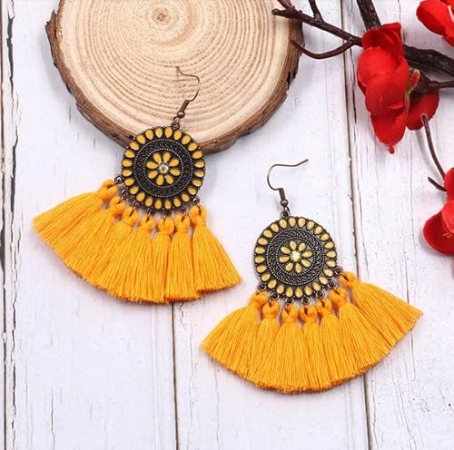 Tassel Drop Dangle Earrings (Yellow) #TOP1