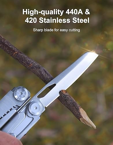 Miniatura 3 de Multiherramienta, multiherramienta plegable de acero inoxidable 14 en 1 con cortador de alambre, cuchillo, sierra, destornilladores,