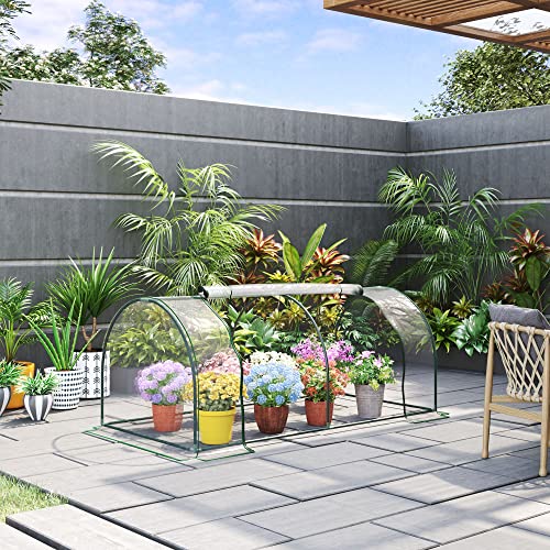 Outsunny Portable Mini Greenhouse with Roll-Up Door & UV Cover