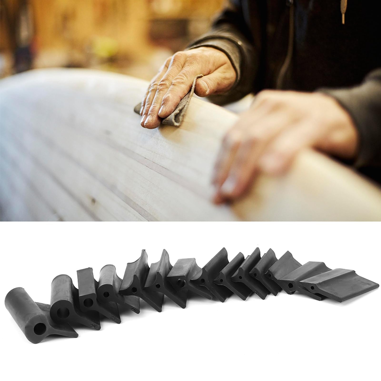 Ejoyous 14pcs Blok Szlifowania, Narzędzia do Obróbki Drewna Gumowe Chwyty Szlifowania, Precyzyjne Szlifowanie, Wszechstronne Bloki 14pcs, łatwe i Wszechstronne, Ulepszone Polerowanie Krzywych i