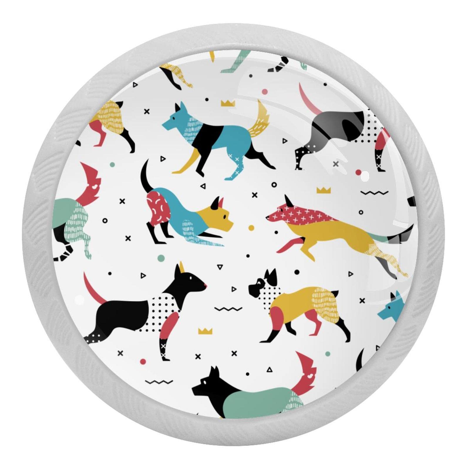 Poignées rondes fluorescentes 35mm bouton tiroir commode meuble cuisine avec motif chien